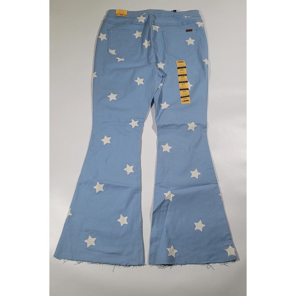 Rock and Roll Denim Womens Star Reversible Flare Jeans Sky Blue 34x32 BW6PD03529